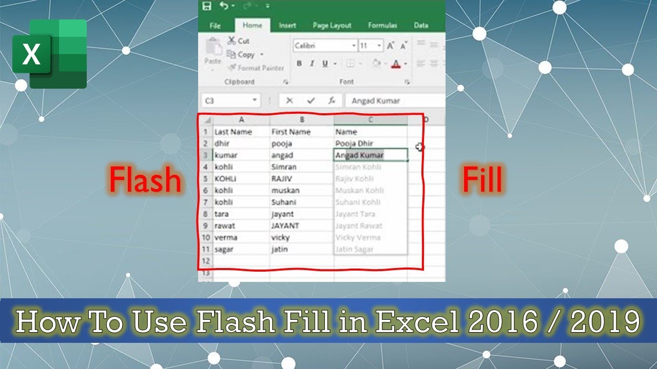 how do you use flash fill in excel for mac 2016